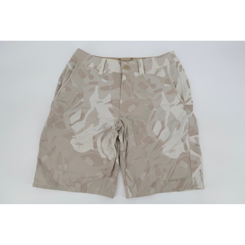 Patagonia Wavefarer Walk Shorts Mens 29 Tan Camo 86641 Nylon Stretch‎ Hiking